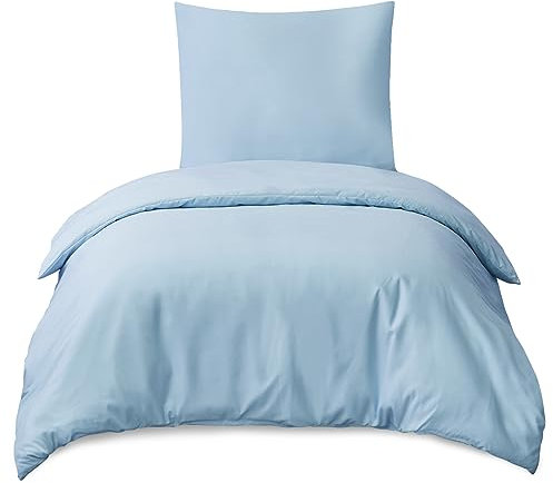 RUIKASI Bettwäsche 155x220 2teilig Blau - Hellblau Mikrofaser Bettwäsche-Sets Oeko-TEX, Bettbezüge 155 x 220cm + Kissenbezüge 80x80cm mit Reißverschluss, Weich und Bügelfrei