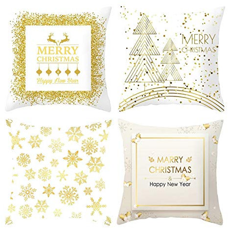 Kissenbezug 45X45 Kinderzimmer, Stück 4 Weihnachten Home Fashion Kissenhülle Albero Del Fiocco di Neve Neuheit Weihnachtsschmuck