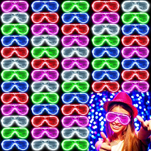 Glow in The Dark Glasses Bulk, 100 Pack 5 Color LED Light Up Party Kit Box