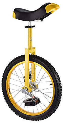 Einrad 16/18 Zoll Einräder Für Kinder, Einrad Balance-Übungs-Spaßfahrrad Fitness-Scooter Zirkus, Verstellbarer Sitz, Lasten 150Kg,Gelb,18in