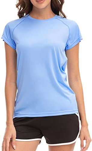 MEETWEE Damen Surf Shirt Rash Guard UV Shirts Schwimmen Tankini UPF 50+ Kurzarm Badeshirt Bademode Shirt