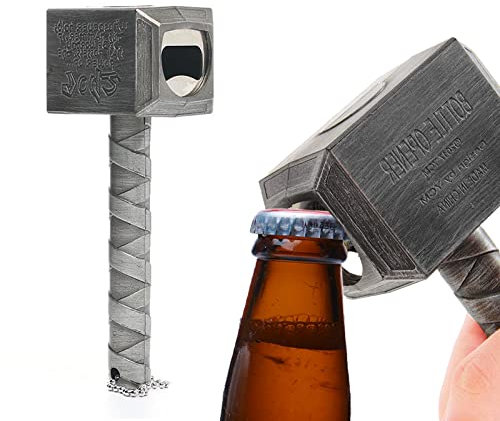 Thor Hammer Flaschenöffner,Bier flaschenöffner,Avengers kreativer Korkenzieher,Wand-Flaschenöffner mit Magnet,Flaschenöffner Getränke Perfekt für Bar Party BBQ Camping Bier und Familien (Silber)