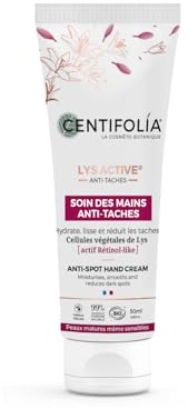 CENTIFOLIA | Soin des Mains Anti Taches | Mains protégé des agressions | Diminution de la couleur des tâches | Peau lisse et taches réduites | Fabriqué en France | Bio | Végan | 50ML