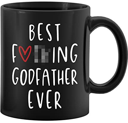 PUHEI Tazza in ceramica con scritta Best Godfather Ever, 325 ml, regalo per padrino, da figlioccio, tazza da tè o caffè, decorazione per casa, ufficio, chiesa, regalo di compleanno per padrino,