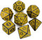 QMAY DND Dice Polyedrisches Würfel Set - 7 Stück für Dungeon und Dragons MTG RPG D&D D20, D12, D10, D%, D8, D6, D4 (Gelbe Gravurmuster)