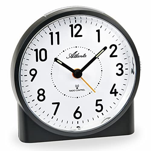 Atlanta Großer Funkwecker Analog Licht Snooze Crescendo Zahlen - 1843/7 (Schwarz)