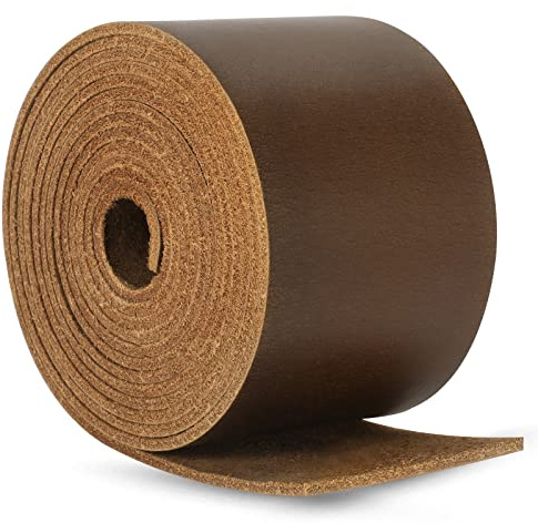 Ringsun 2 Inches Wide Flat Leather Straps for Crafts, Full Grain Leather Strips for Crafts, Tooling (2mm Thick 72.5 Inches Long Dark Brown)