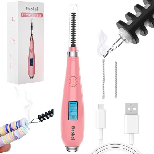 Etcokei Thread Burner Zap Tool, Pink USB Rechargeable Beading Supplies for Jewelry Making, Sewing, Cutting, and Melting DIY Beadwork, Ideal for Finishing Bead Weaving and stringing Projects (Patented)