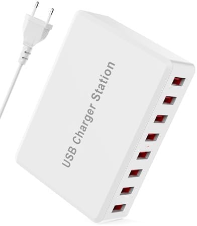 Rsydmny Chargeur USB Multiple, 50W Chargeur 8-Port Station de Charge, Chargeur Multi USB, Multiprise Secteur, Charger pour Smartphones Tablettes iPhone 14/13/12/Pro iPad Samsung Huawei