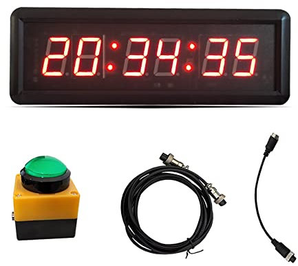 Temporizador de cuenta atrás de desafío de juego de 6 dígitos con botón de cronómetro, temporizador de intervalo de fitness, reloj de pared digital LED, ideal for espectáculos de variedades, gimnasio