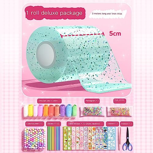 Nano Tape Blasen-Dekompressionsball bunte Blasen, doppelseitiges Blitz-Set, Strohhalme, Basteln mit Klebeband, Nano