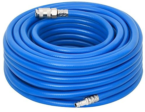 vidaXL Luftschlauch, Druckluftschlauch für Kompressor, Schlauch mit Luftkupplung Steckanschluss, Kompressorschlauch, Blau 0,7 10m PVC