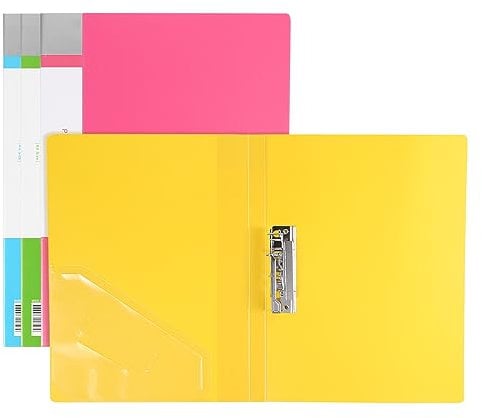 PATIKIL 9.3x12.2 Punchless Binder Clamp Set, 4 Pcs Plastic Single Strong Clip Clamp Binder Without Rings Sheet File Folder Protector for A4 Size Paper Office, Multicolored
