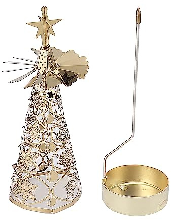 BestAlice Weihnachtsbaum-Teelicht-Kerzenhalter, Metall-Teelicht-Kerzenhalter, Drehbarer Kerzenhalter, Rotierendes Kerzenständer-Set für Romantische Hochzeit, Weihnachtsfeier(Gold)
