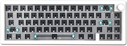 BOYI GMK67-65% Keyboard Kit,Hot-Swappable Bluetooth 5.0/2.4G/Type-C Tri-Mode Wireless RGB Mechanical Keyboard PCB Mounting Plate Kit EVA Sound Insulation Mat,Customized Keyboard Kit (White+Knob)