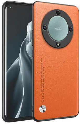 HONLEN Funda para Honor Magic5 Lite 5G (6.67 Inches) Carcasa de Negocios Respaldo de Cuero Naranja