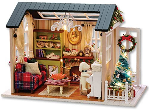 Xcello Kinder DIY Miniatur-Holzhaus-Spielzeugmöbel, Handgefertigte Häuser-Modell Mit LED-Licht, Für Räumliche Vorstellungskraft