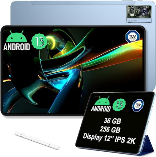 OUKITEL OT5 Tablet 12 Zoll 256GB 11000mAh Akku 2K IPS Bildschirm Helio G99 16+5MP Kameras Android 13 Dual SIM 5G WiFi OTG GPS (Blau)