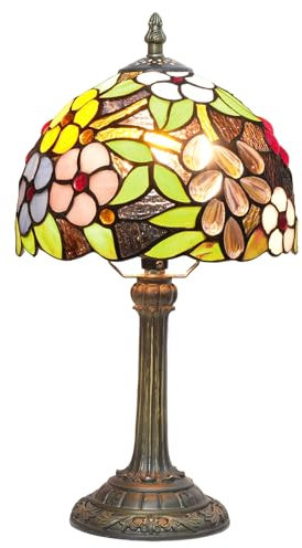 wecrejoni Tiffany Lampe Trauben Bindeglas Tischlampe 8X8X14 Zoll Trauben Stil Schreibtisch Leselicht Dekor Neben Schlafzimmer Wohnzimmer Zuhause
