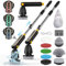 Elektrische Reinigungsbürste, Electric Spin Scrubber mit 7 Austauschbaren Bohrbürstenköpfen, Electric Cleaning Brush mit Verstellbarem Griff, LED-Bildschirm, für Badezimmer,Fliesen, Boden, Auto, Küche
