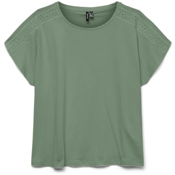 VERO MODA Damen Vmemily Ss Lace Tape Top JRS Ga Noos, Hedge Green, L