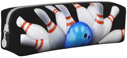 FUkker Bleistifttasche, Federmäppchen aus Leder, Federmäppchen, Schreibwaren-Organizer, Bleistifttasche, Bowling-Flasche-Druck