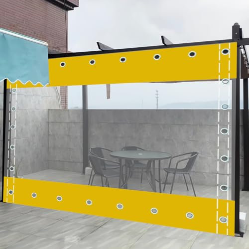 Impermeable Cortina Exterior,Transparente Lona con Ojales, Lona Gruesa de 0,5 mm,Cortinas De Partición,para Terraza Pérgola Porche Cenador Cochera (Alto x Ancho) 0,8x0,8m/2.62x2.62ft