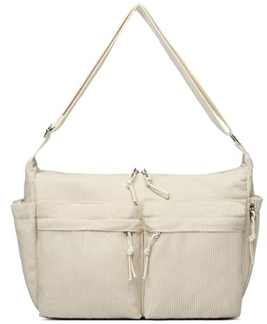 Makukke Cord Tote Bag Shopper Tasche Damen Umhängetasche Groß Handtasche Schultertaschen für Arbeit Büro Reisen Einkaufen Schule (Beige#2)