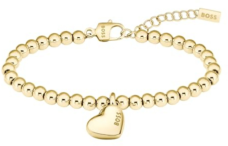 BOSS Jewelry Armband mit Schmuckperlen für Damen Kollektion HONEY HEART BEADS in Gelbgold mit einem Herz-Anhänger - 1580643