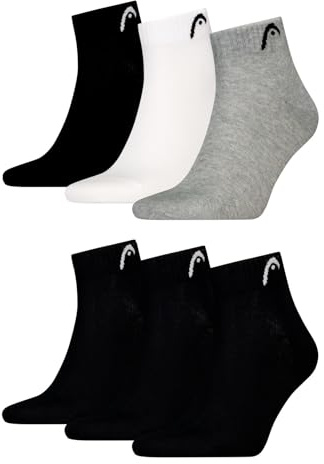 HEAD Herren All Sport Quarter Sportsocken 6erPack (39-42, Black/Grey/White/Black)