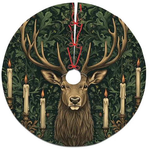 Base per albero di Natale con candela di cervo, design vintage verde per la decorazione invernale della casa, festa di Natale, decorazione per interni 121 cm