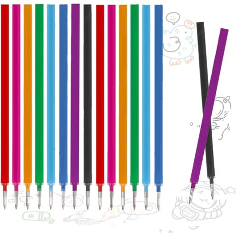 BECHS 16 Stück Radierbarer Ersatzminen- Kompatibel Mit Legami-Bunte Erasable Gel Pen Refill Set, Stiftspitze 0,7mm,Höhe 13 cm, Einfach zu Radieren, 8 Farben