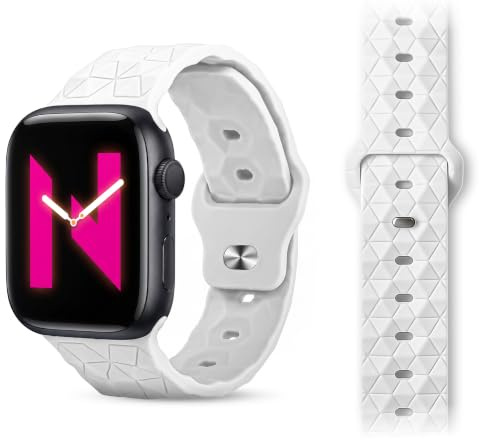 NALIA Hexion Silikon Armband für Apple Watch 42/44/45/46/49mm, Polarweiß | 49mm/46/45/44/42 Serie 1-3