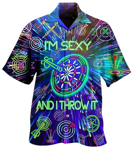 famesale Dart Hawaii Hemd Damen/Herren 3D gedrucktes Button-Down-Hemd Dart Target Muster Grafik Kurzarmhemd Strand Urlaub Party Tops