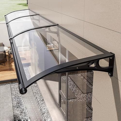 Auvent Porte D'entree, Marquise de Porte Exterieur avec Support en Aluminium Auvent de Terrasse Protection Contre la Pluie et la Neige, pour Maison, Porche, Terrasse,150x400cm/59x158in
