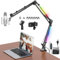 Jubor Desk Microphone Boom Arm with RGB Light, Table Microphone Arm Stand 3/8 to 5/8 Screw, Adjustable Mic Mount Suspension Holder with Table Mount Clamp, Perfect for TikTok Live-Streaming, Singing
