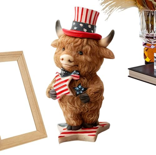 Générique Highland Cow Statue, High Mountain Yak Figur, Kunstharz, Sammlerstück, Calf Skulptur, handgehaltenes Detail, UV-beständig, Centerpiece, 5 x 4 x 3 Zoll, 1 Count