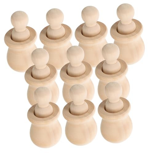 Gadpiparty 10satz Holz-steckfiguren Zum Bemalen Unbemalte Holz-steckpuppen Für Junge Mädchen Bastelbedarf Diy Selbstgemachte Steckpuppen Unfertige -steckfiguren Für Dekoration