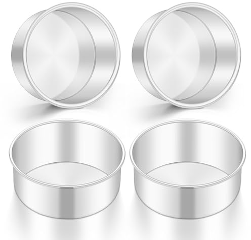 Onader 5 Inch Round Cake Tin Set of 4, Stainless Steel Small Cake Mould Pan for Baking, Ideal for Birthday Christmas Wedding Layer Cakes, Non-Toxic & Healthy, Mirror Finished & Dishwasher Safe