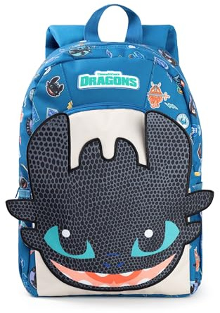 How To Train Your Dragon Toothless Blue Backpack | Zip-Up Design for Kids | Perfect for School Supplies & Back to School | Dreamworks Dragons Character Merch