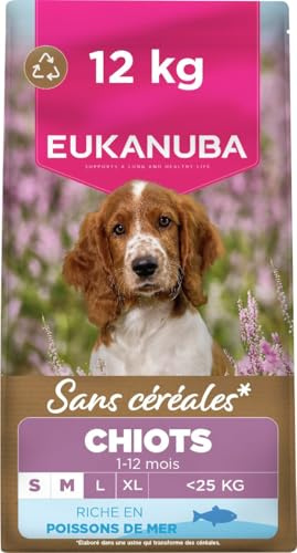 Eukanuba Grain Free Ocean Fish - Complete Dry Puppy Food - For Small & Medium Breed Dogs 12KG