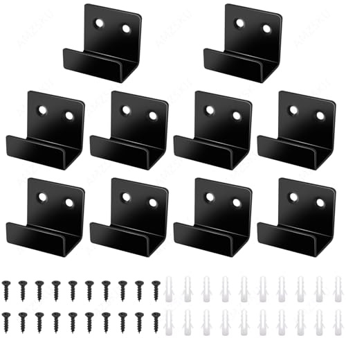 AMZSKU 10 Stück U Winkel Halterung Edelstahl, Schwerlast Keramikfliesen Display Wandhaken mit Schrauben, Schwarz, 20 mm Innenbreite，Für Wohnzimmer, Bad, Küche, Garderobe und Garage