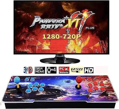 31900 Games in 1 Pandora's Box Arcade, 3D Arcade Game Console with 2 Joysticks, 1280x720 Full HD, VGA, HDMI, Support Search/Save/Hide/Pause Game