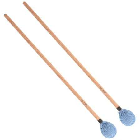 Marimba Schlägel 1 Paar für Zungentrommel Blau | Glatter Schaft ohne Grate, Ausgewogenes Gewicht, Wollfaden, Passend für Percussion Instrumente