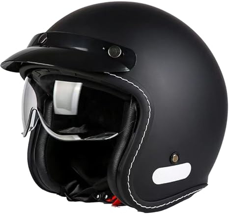 Retro Motorradhelm Vintage Offenem Jethelm Erwachsene 3/4 Motorrad Halbhelme ECEDOT Zertifizierter Anti-Collision Halbschalenhelm Mit Einziehbarer Sonnenschutz Unisex D,XXL:63-64CM