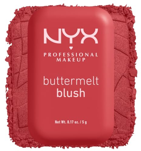 NYX PROFESSIONAL MAKEUP, Buttermelt Blush, hochpigmentiertes Schimmer-Finish, aufbaubare Farbe, kein Verblassen und Abfärben, vegane Formel, Butta Than Coral