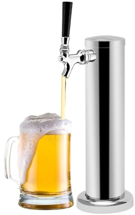 Dispensador de Cerveza, Máquina de Cerveza Casera, Bar Portátil, Columna de Acero Inoxidable con Grifo Simple, Distribución de Vino, Bebidas, Fiestas, Restaurantes, 33x7,6cm