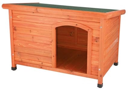 TRIXIE wetterfestes und aufklappbares Hundehaus natura Hundehütte Classic Flachdach, M–L: 104 × 72 × 68 cm, braun - 39552
