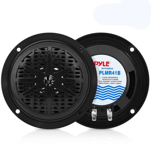 Pyle Altavoces Marinos, 4”, Resistentes al Agua y a la Intemperie, Estereo, Cono de polypropileno