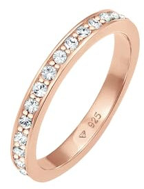 Elli Ring Damen Band Glamourös mit Kristallen in 925 Sterling Silber